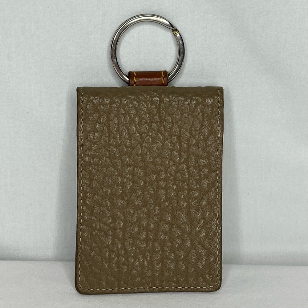 Vintage Dooney & Bourke All-Weather Leather Card Holder Key Chain. Khaki - Picture 3 of 9